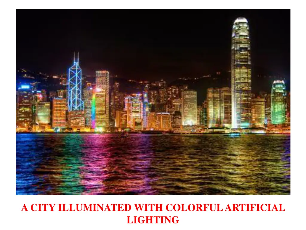 a city illuminated with colorful artificial