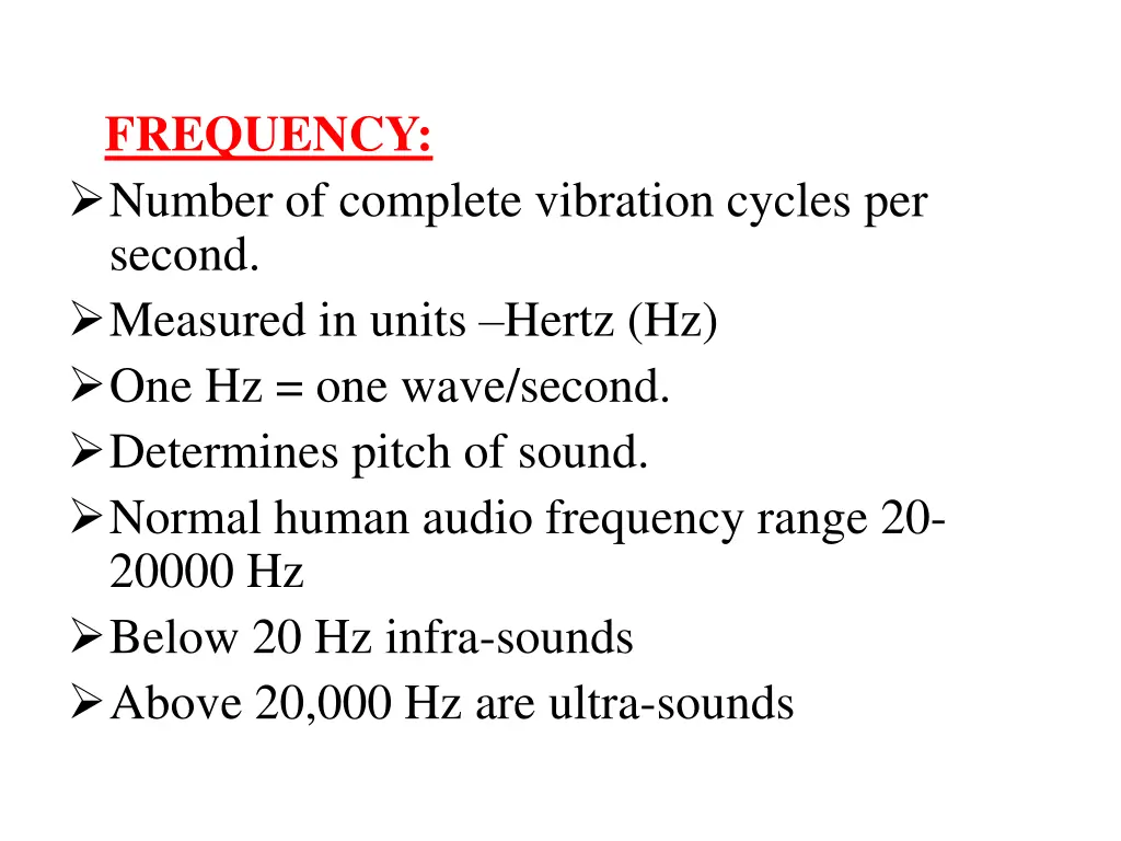 frequency number of complete vibration cycles