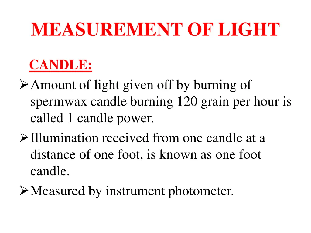 measurement of light