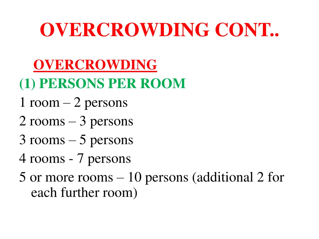 overcrowding cont