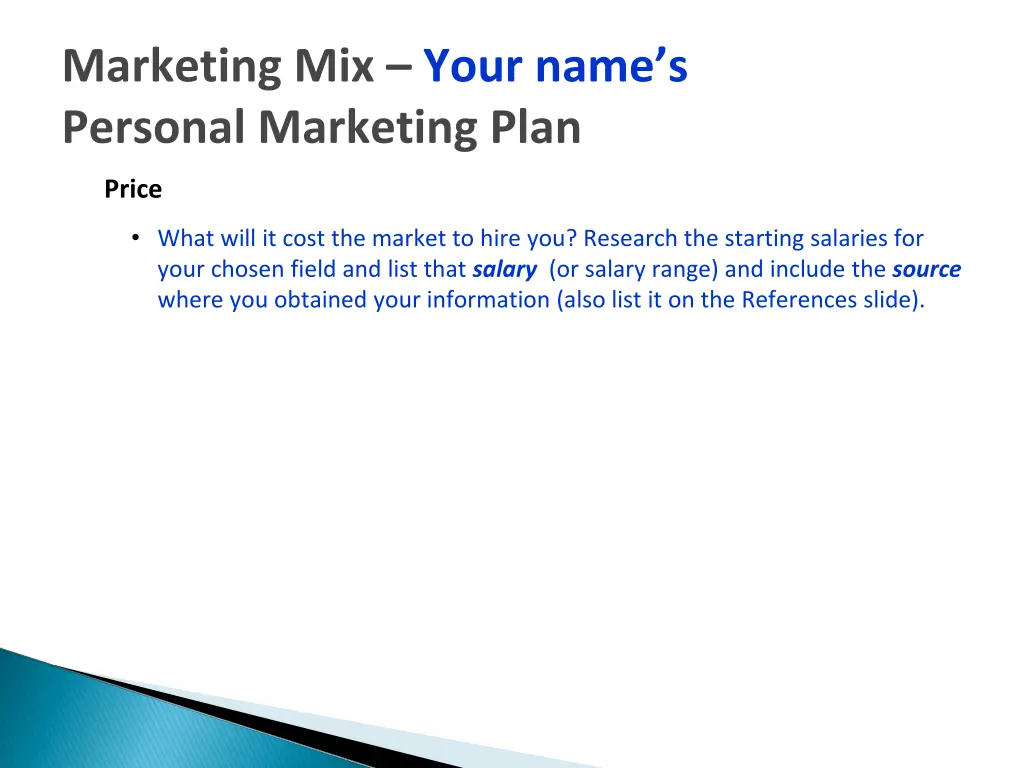 marketing mix your name s personal marketing plan 1