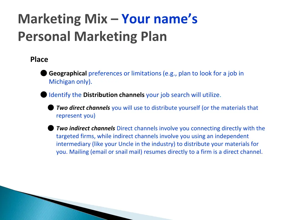 marketing mix your name s personal marketing plan 2