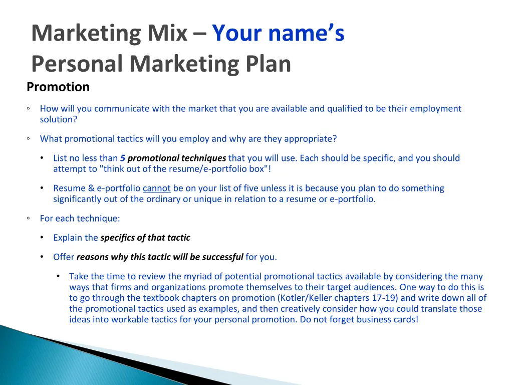 marketing mix your name s personal marketing plan 3