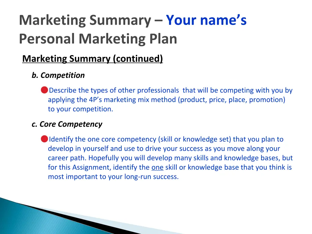 marketing summary your name s personal marketing 1