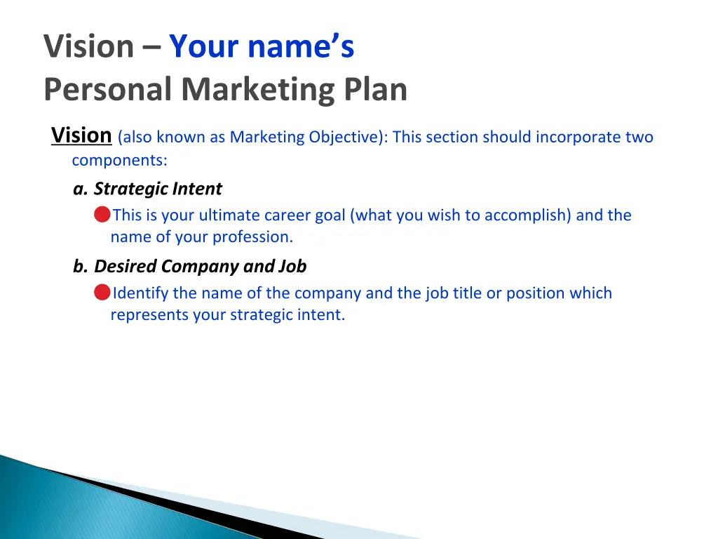 vision your name s personal marketing plan