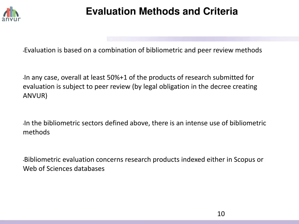 evaluation methods and criteria