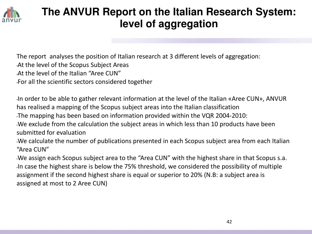 the anvur report on the italian research system 1