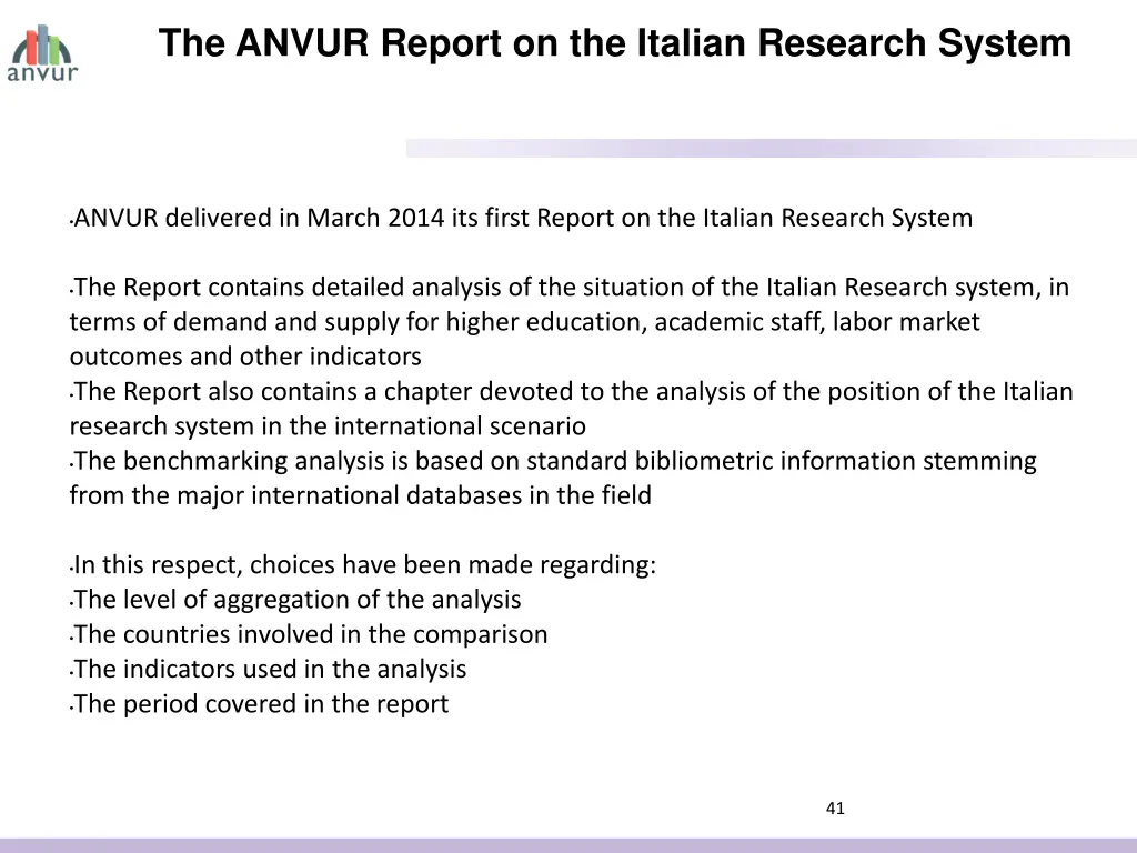 the anvur report on the italian research system