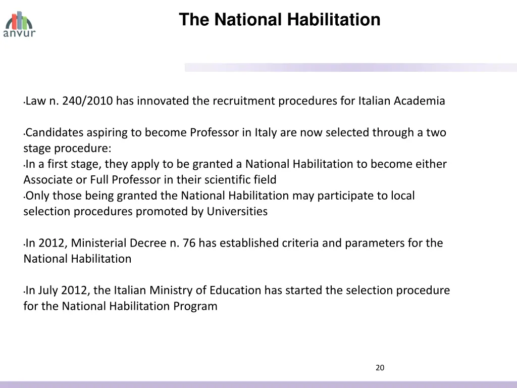 the national habilitation