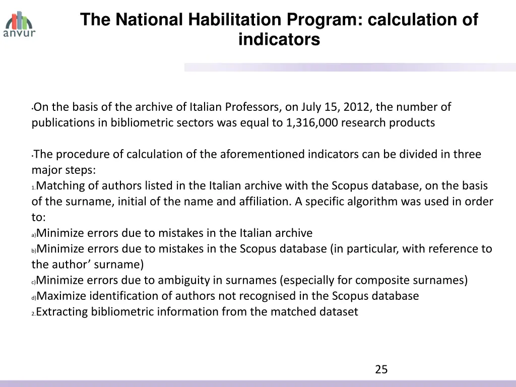 the national habilitation program calculation