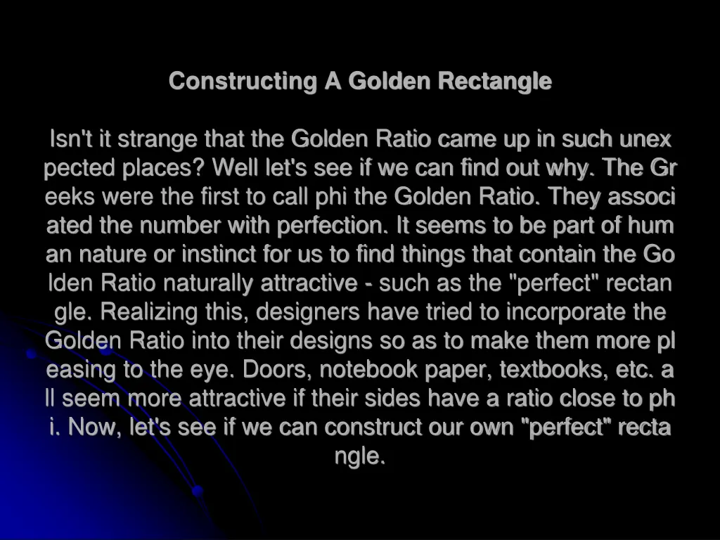 constructing a golden rectangle isn t it strange