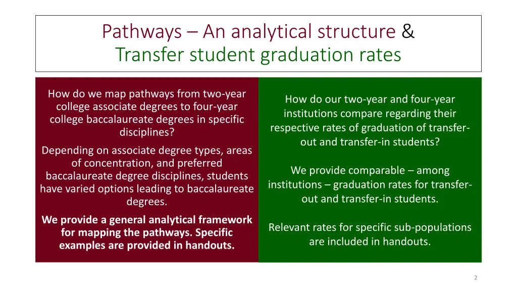 pathways an analytical structure transfer student 1