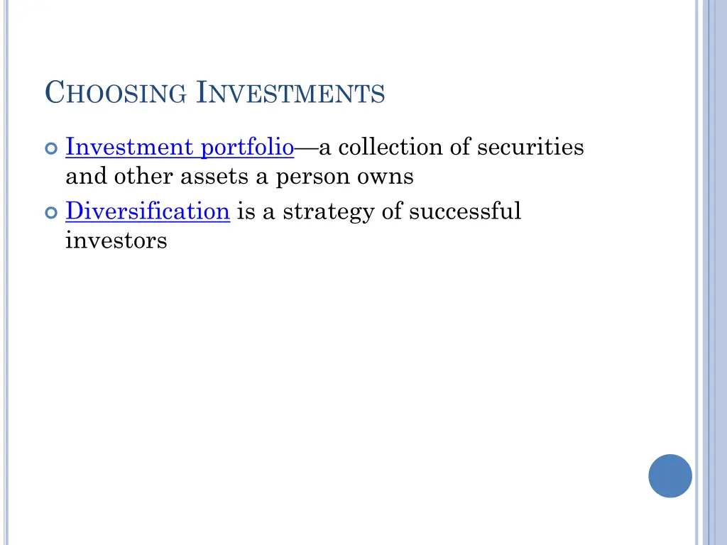c hoosing i nvestments