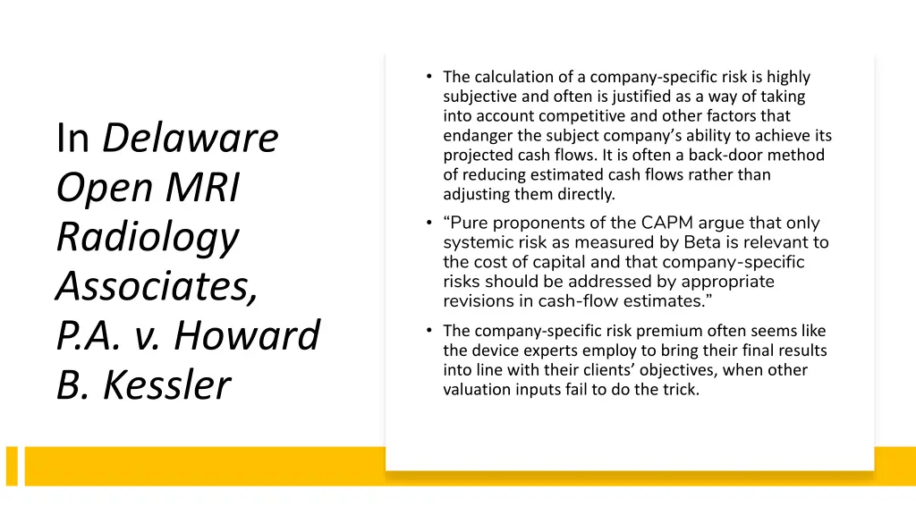 the calculation of a company specific risk