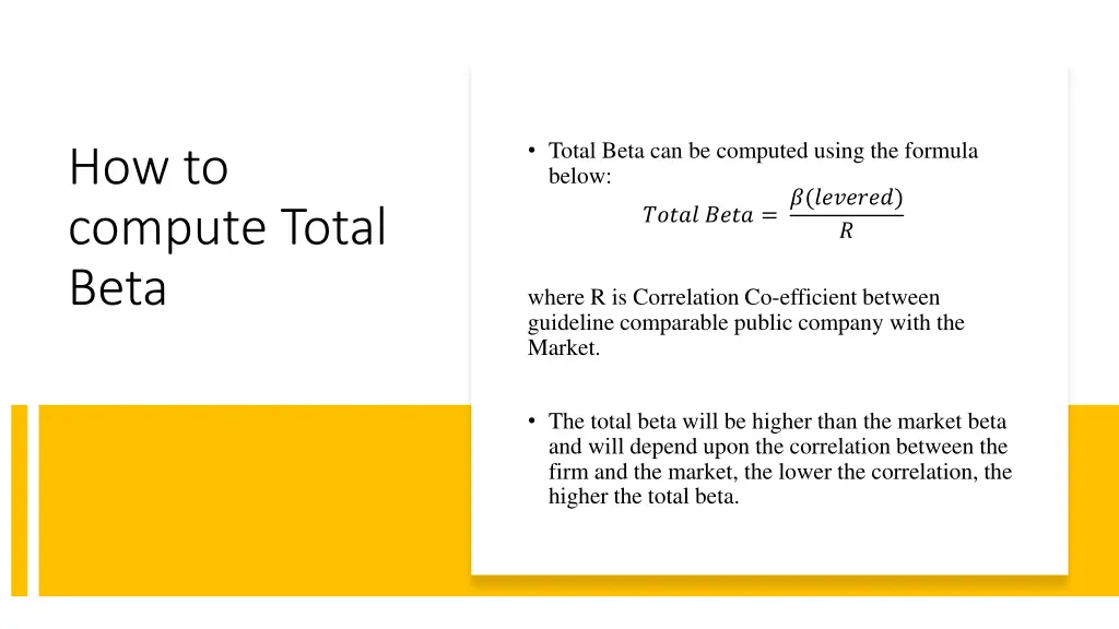total beta can be computed using the formula below