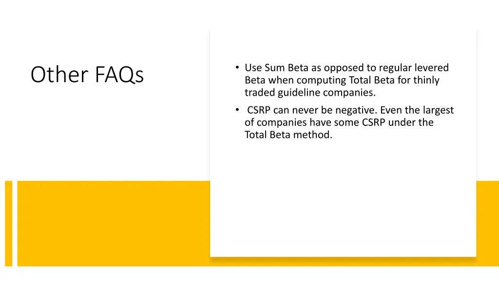 use sum beta as opposed to regular levered beta