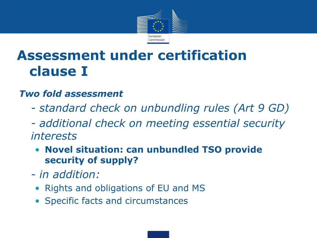 assessment under certification clause i