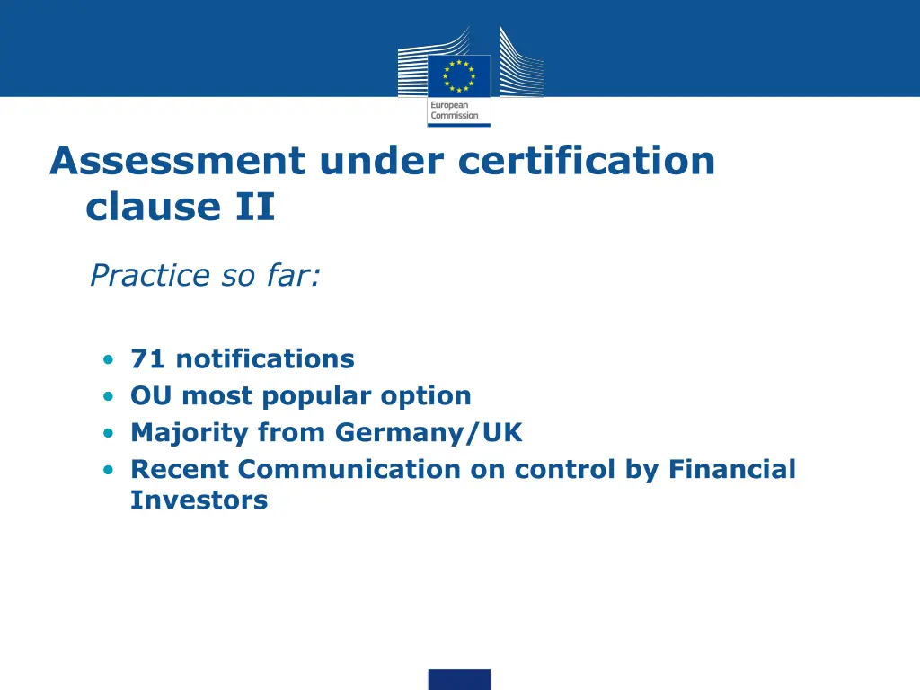 assessment under certification clause ii