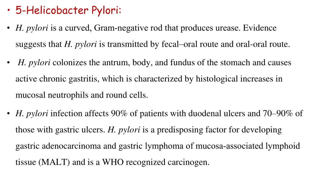 5 helicobacter pylori