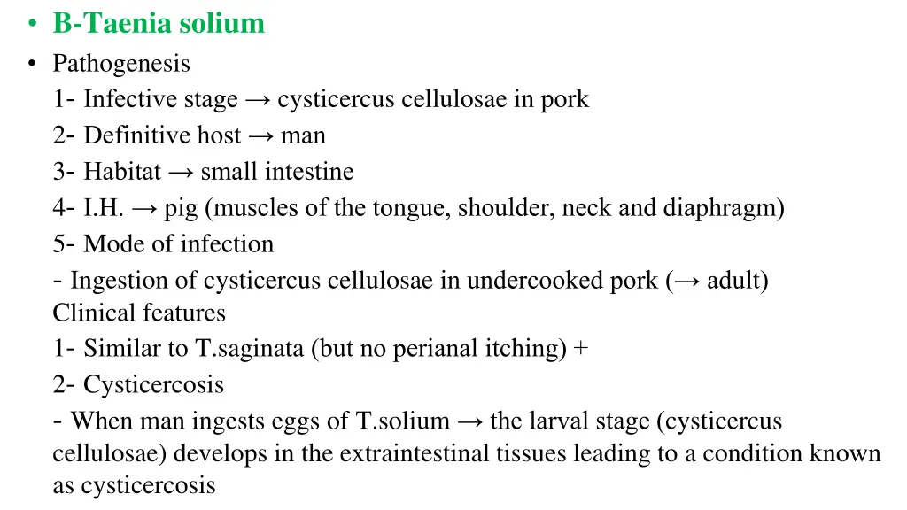 b taenia solium pathogenesis 1 infective stage