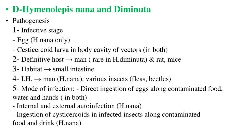 d hymenolepis nana and diminuta pathogenesis