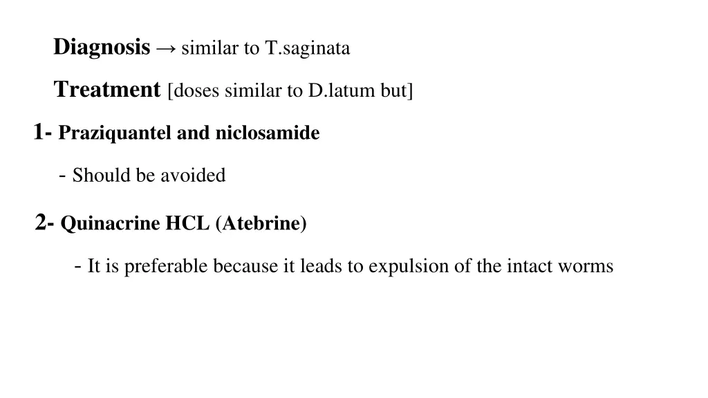 diagnosis similar to t saginata