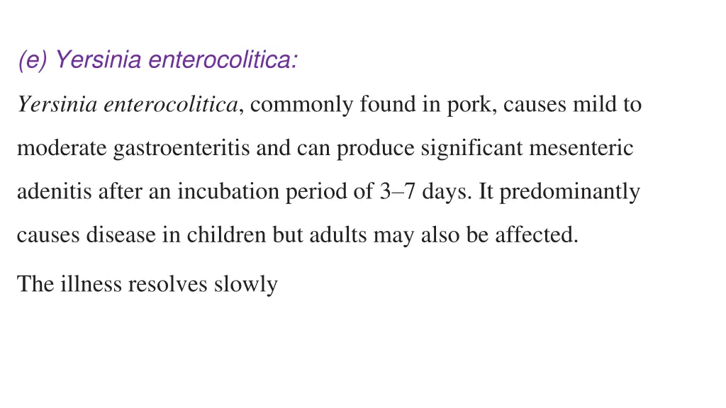 e yersinia enterocolitica