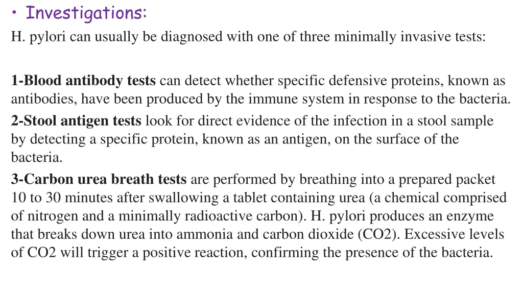 investigations h pylori can usually be diagnosed