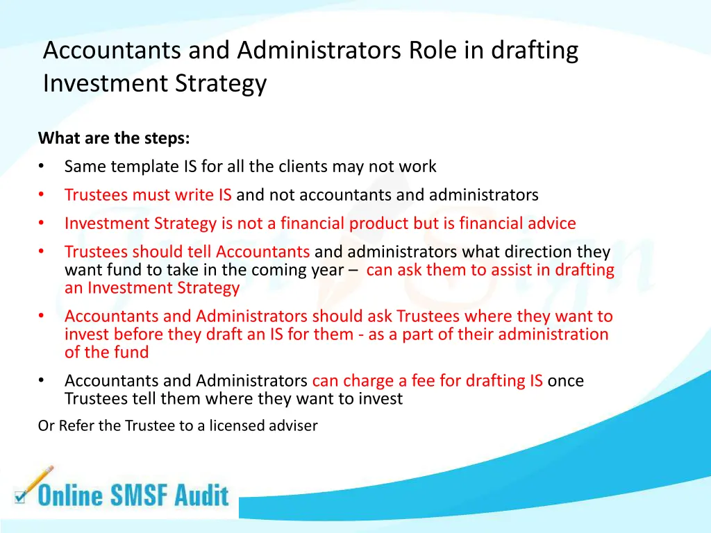 accountants and administrators role in drafting