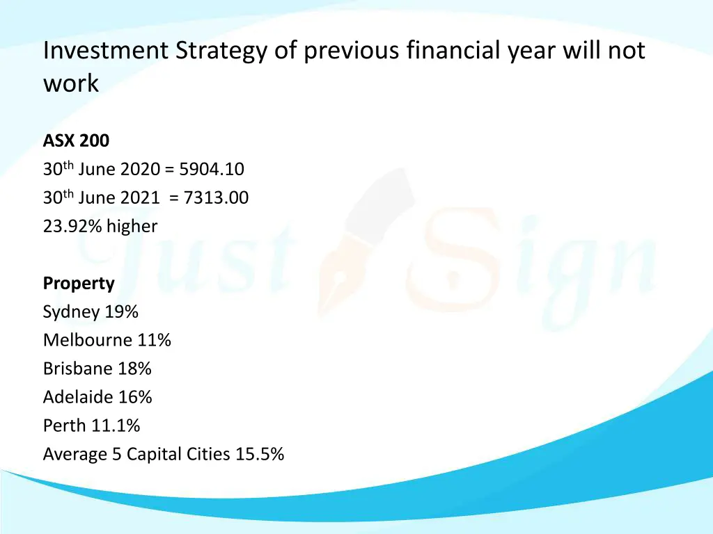 investment strategy of previous financial year