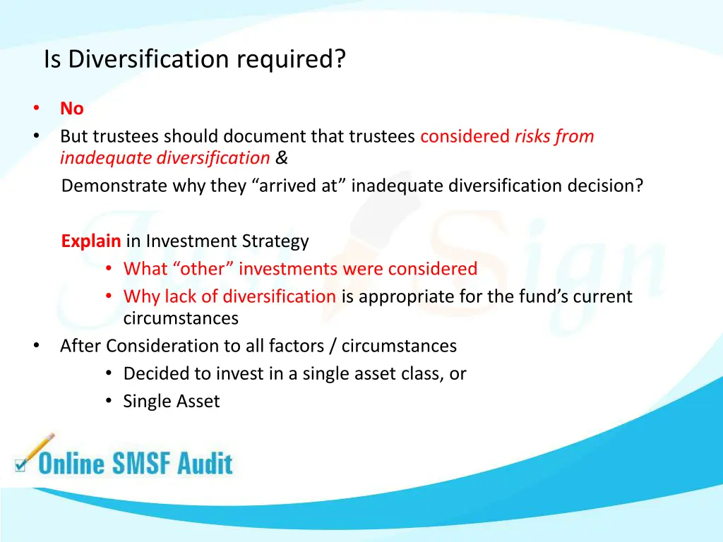 is diversification required