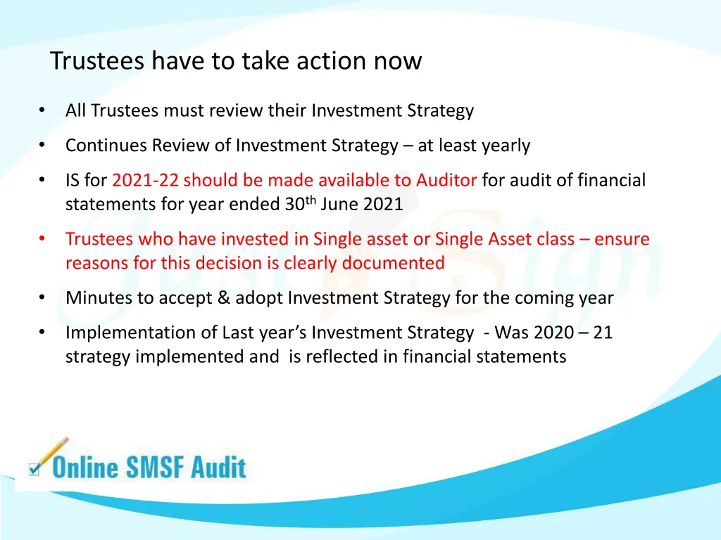 trustees have to take action now