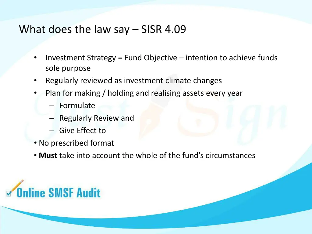 what does the law say sisr 4 09