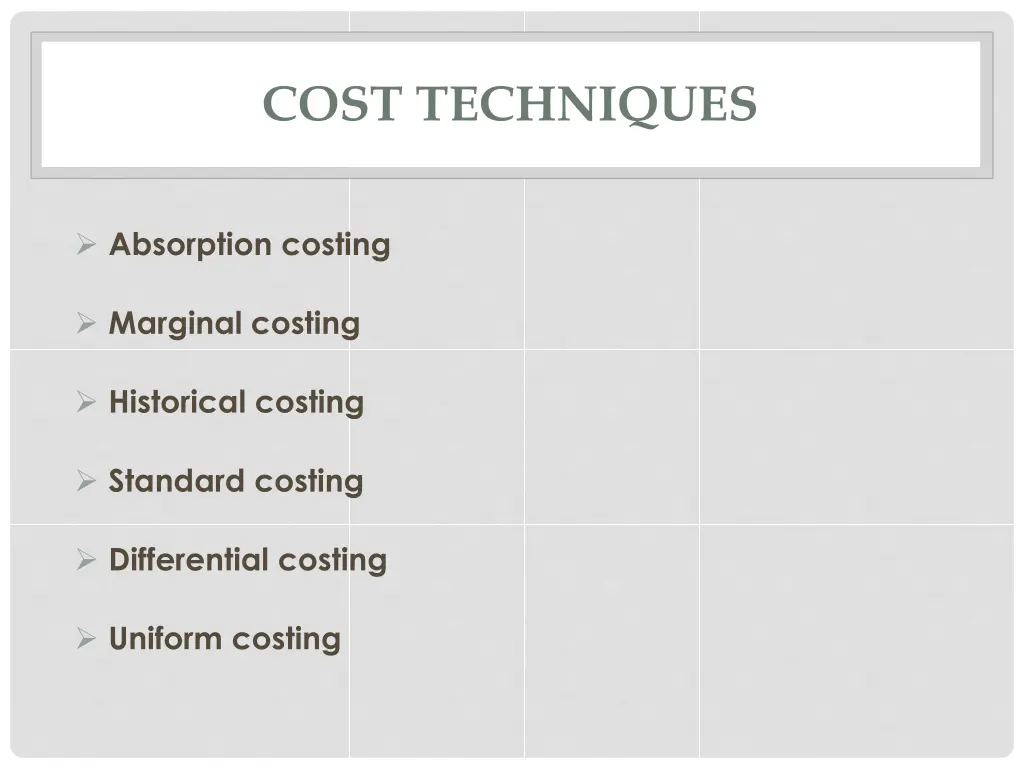 cost techniques