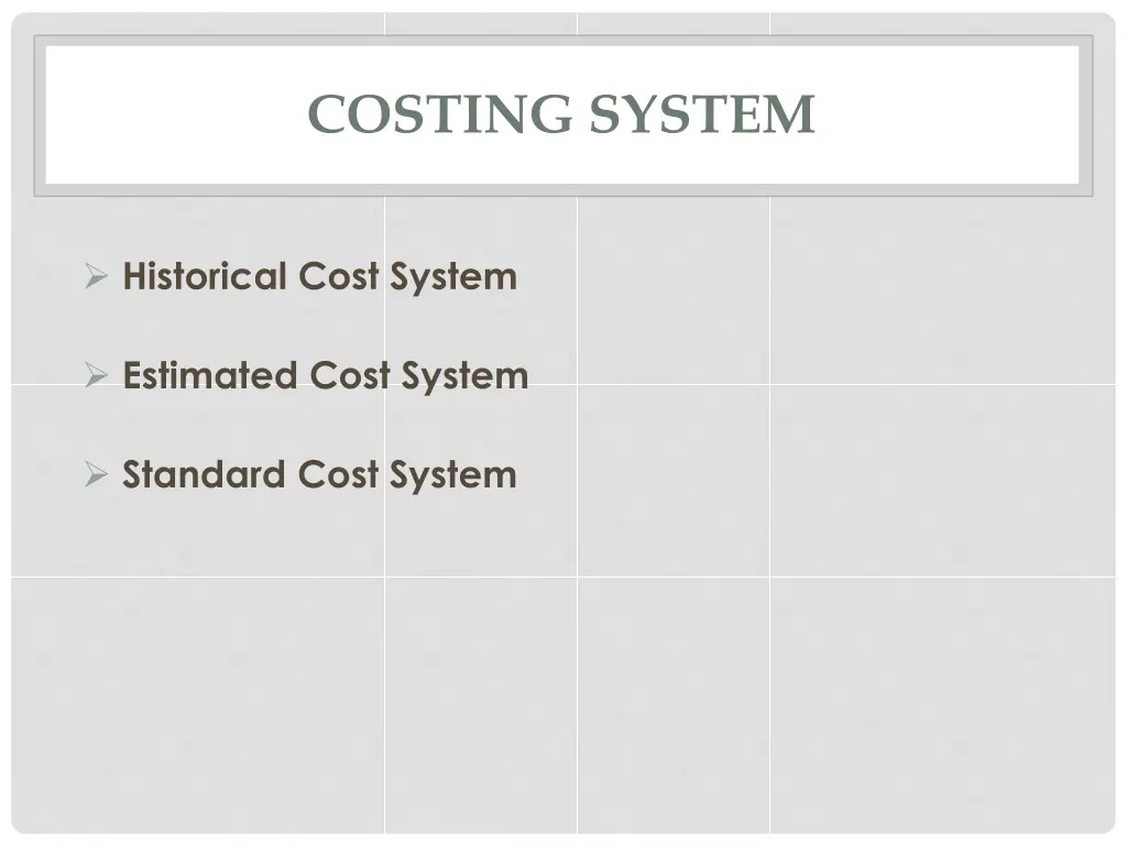 costing system