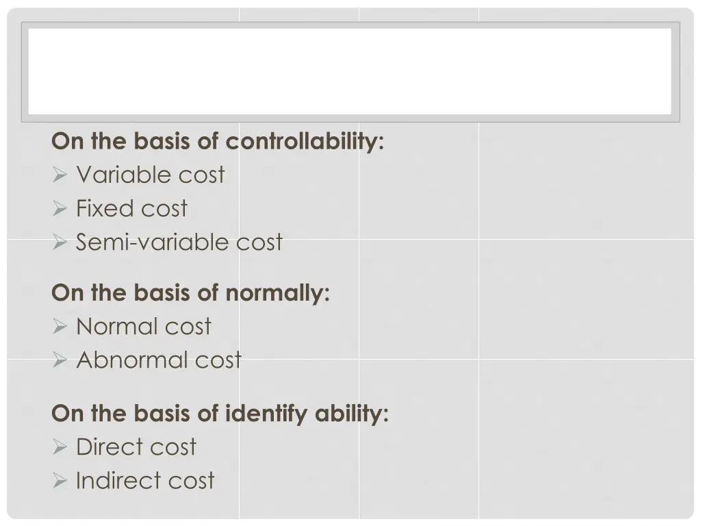 on the basis of controllability variable cost