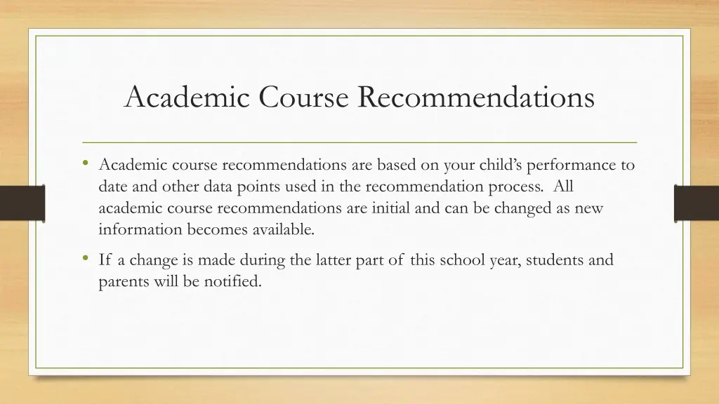 academic course recommendations