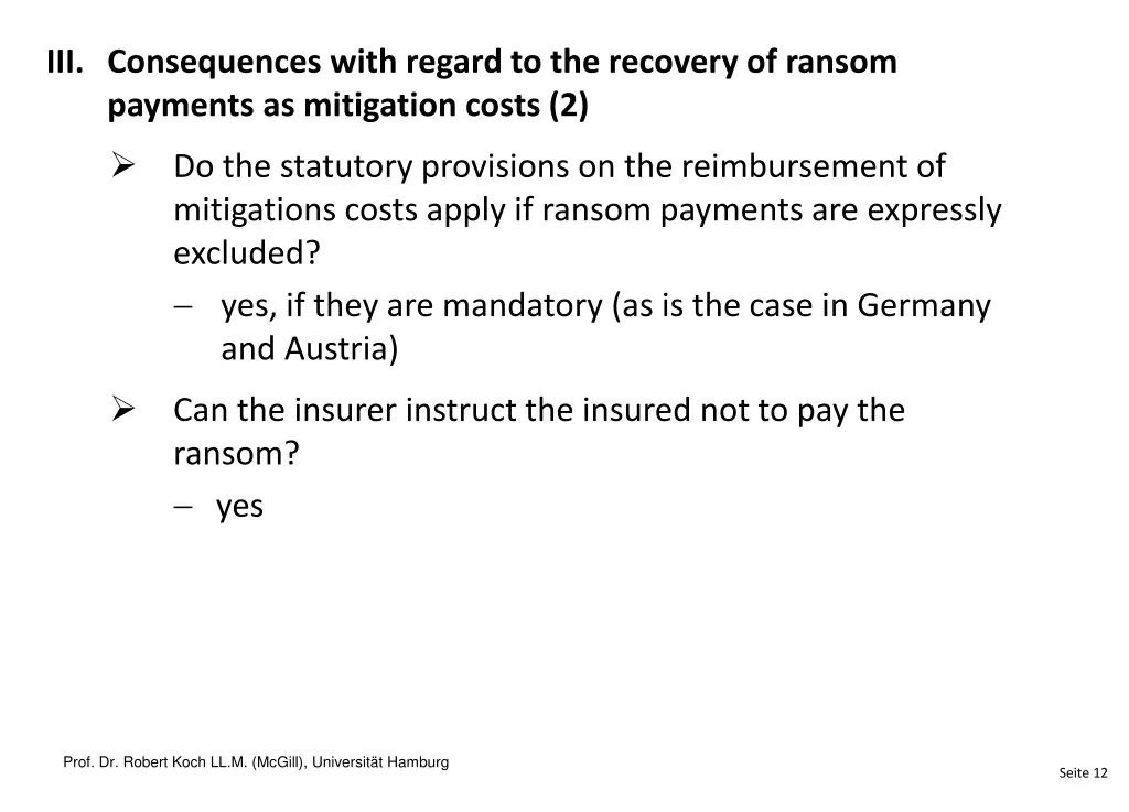 iii consequences with regard to the recovery 1
