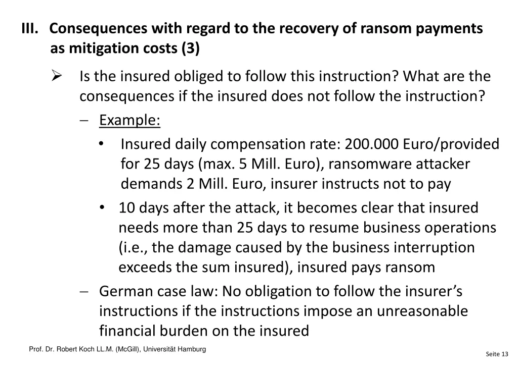 iii consequences with regard to the recovery 2