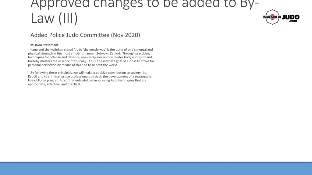 approved changes to be added to by law iii