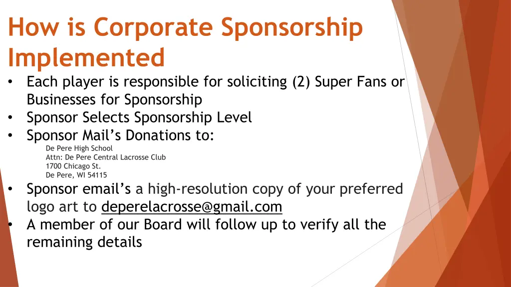 how is corporate sponsorship implemented each