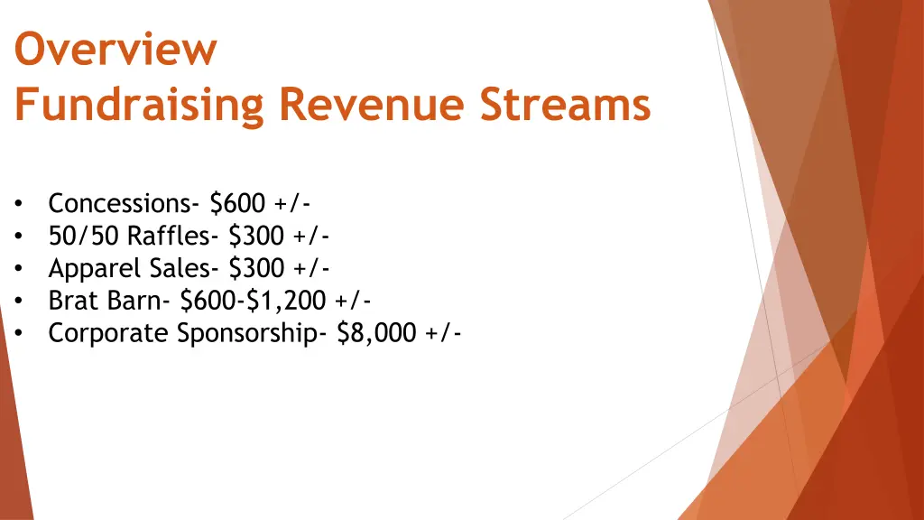 overview fundraising revenue streams