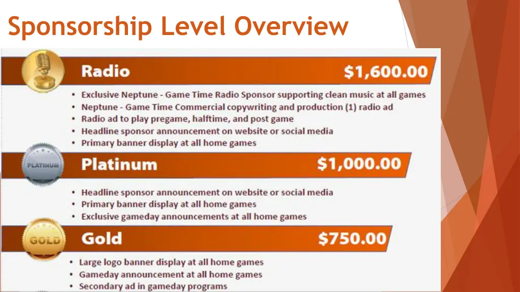 sponsorship level overview