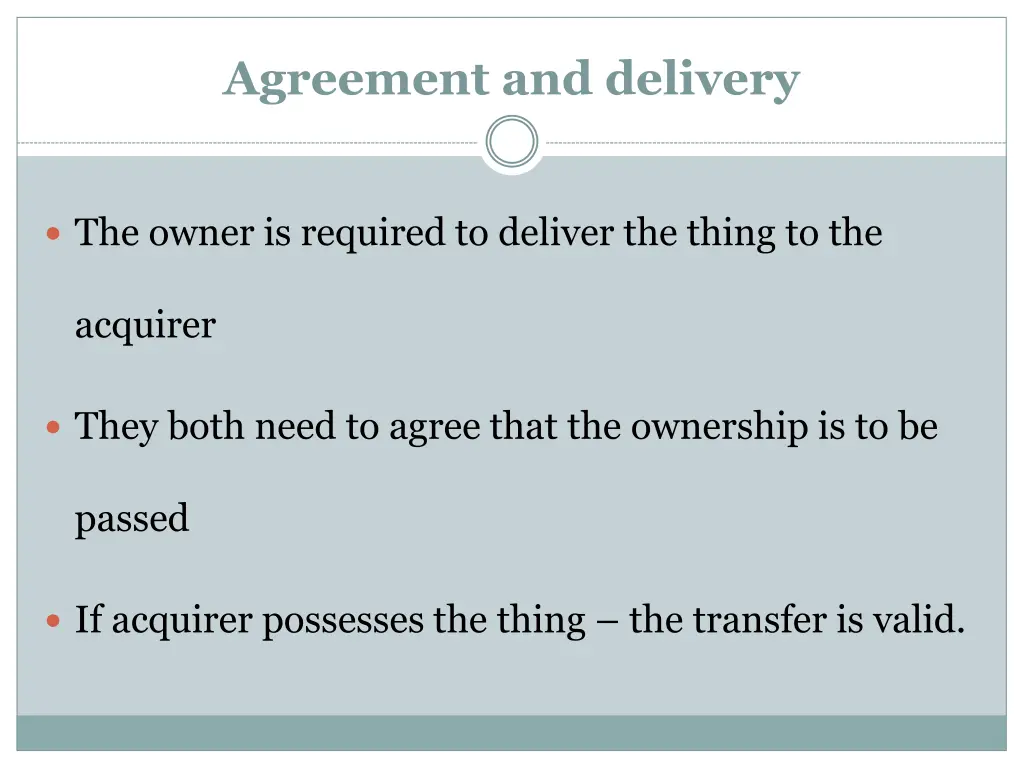 agreement and delivery