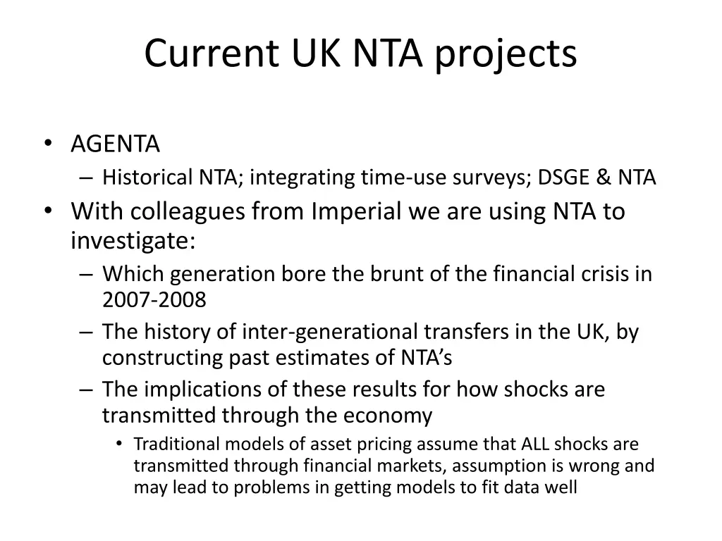current uk nta projects