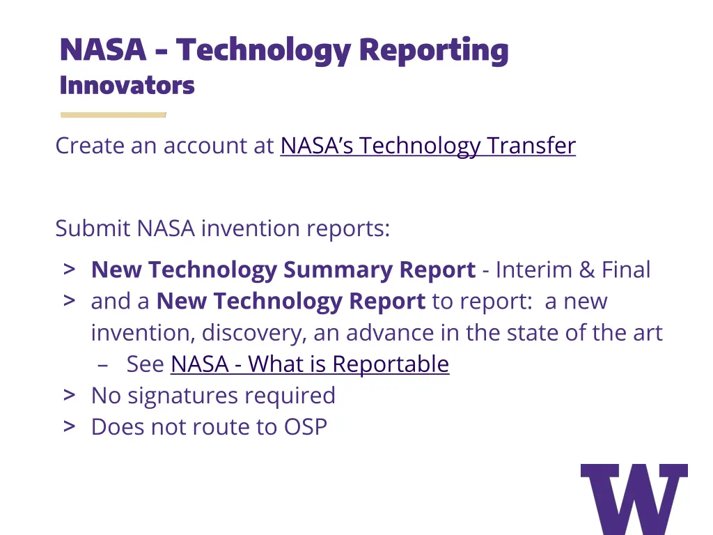 nasa technology reporting innovators