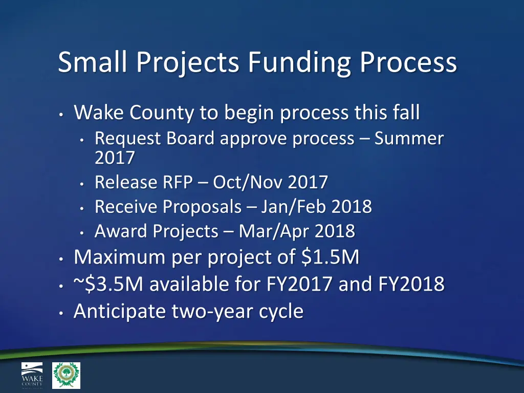 small projects funding process