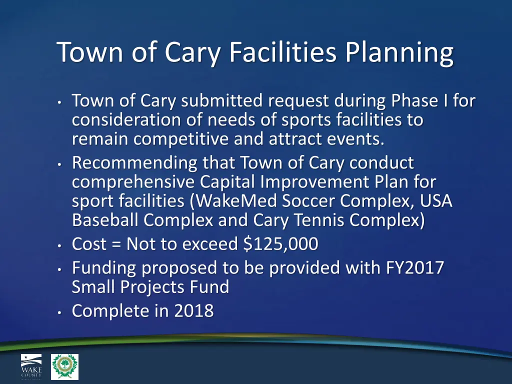town of cary facilities planning