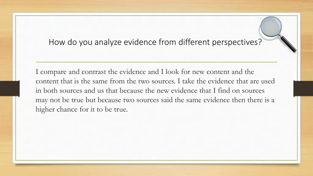 how do you analyze evidence from different