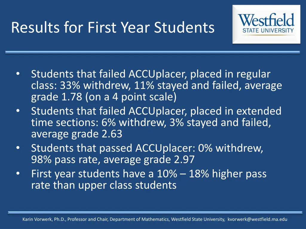 results for first year students